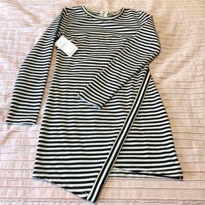 NET. Black/White stripe dress. Long sleeve. Medium